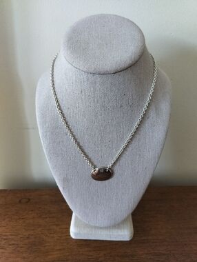 Signed 925 Sterling Silver Oval Pendant Necklace - Women's